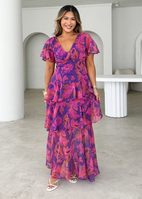 Venezia Floral Maxi Dress Violet Floral 1