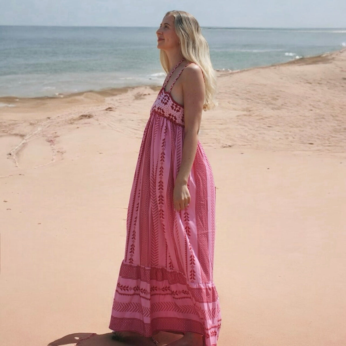 Livia Linen Maxi Dress Pink 5