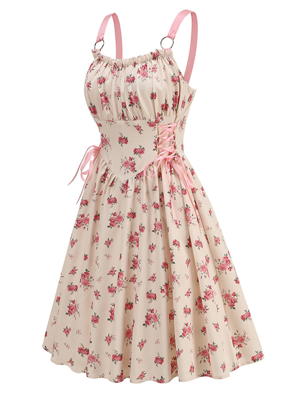 Pomeline Lace-Up A-Line Dress Pink 2
