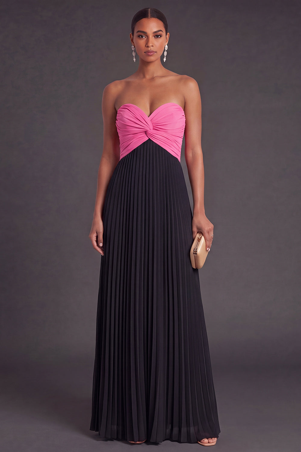 Valentina Pleated Sweetheart Formal Dress Pink and Orange 9