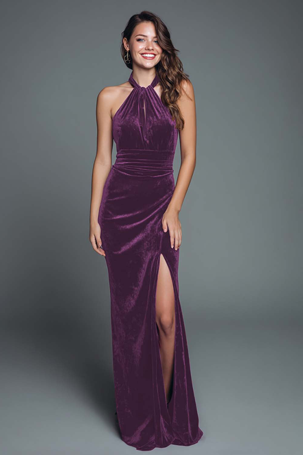 Margot Velvet Halter Mermaid Dress Dark Navy 8