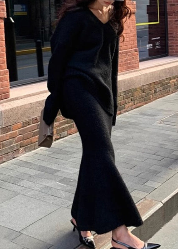 Margot Knit Sweater & Maxi Skirt Set Black 2