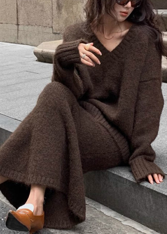 Margot Knit Sweater & Maxi Skirt Set Brown 3