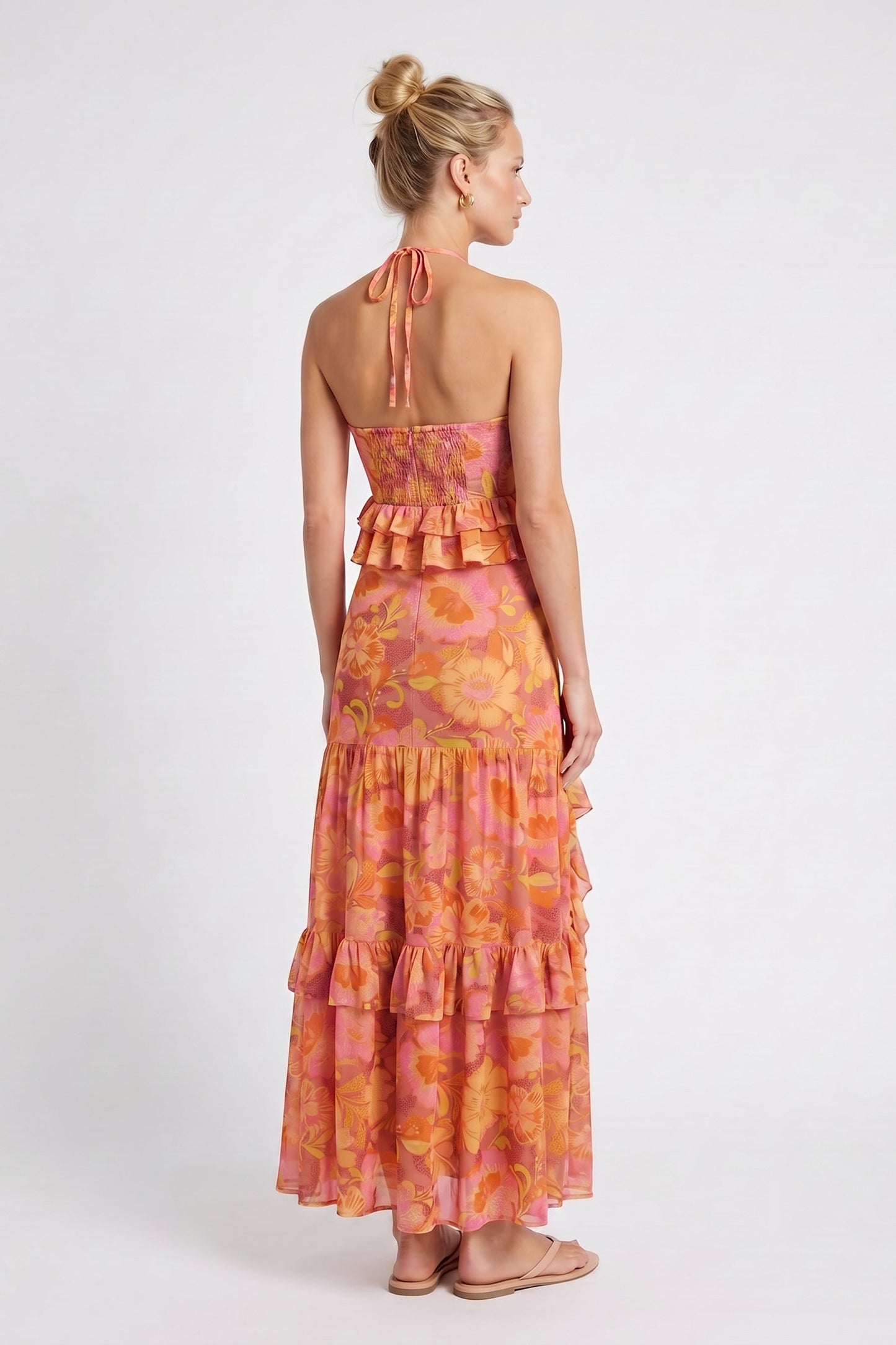 Solana Floral Maxi Dress Pink Orange Floral 7