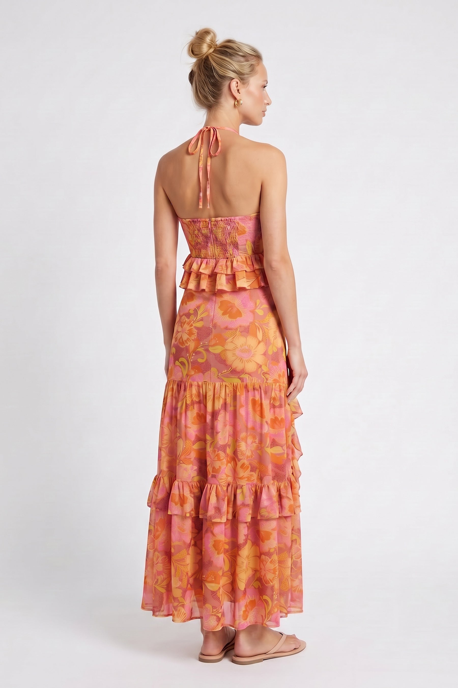 Solana Floral Maxi Dress Pink Orange Floral 7