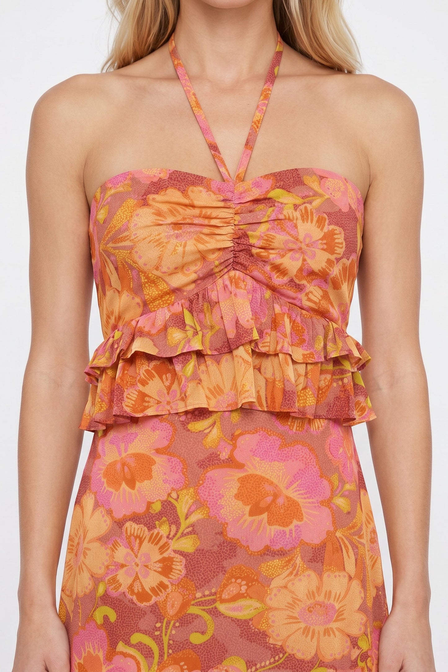 Solana Floral Maxi Dress Pink Orange Floral 8