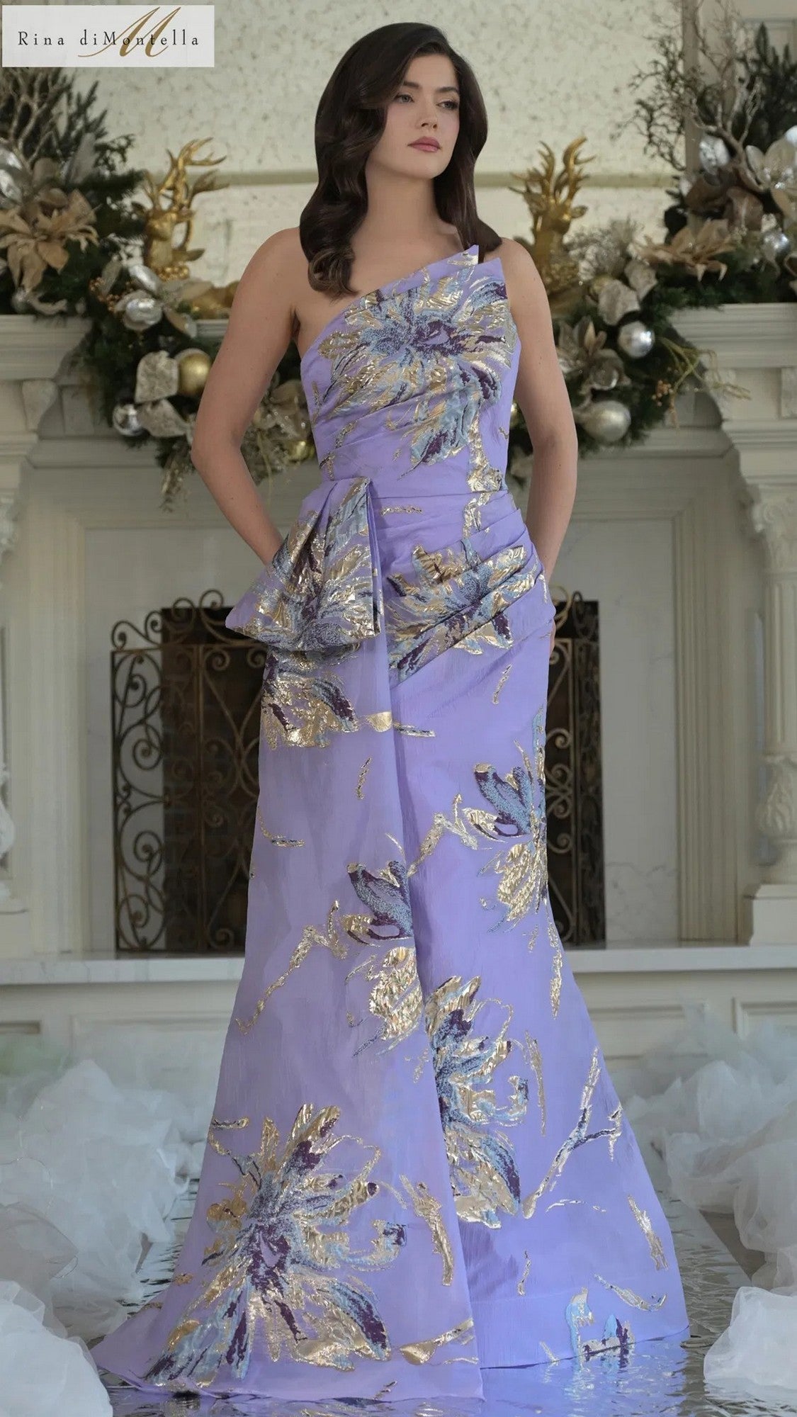 Rina Multi-Sequin Formal Gown Lavender Multi 5