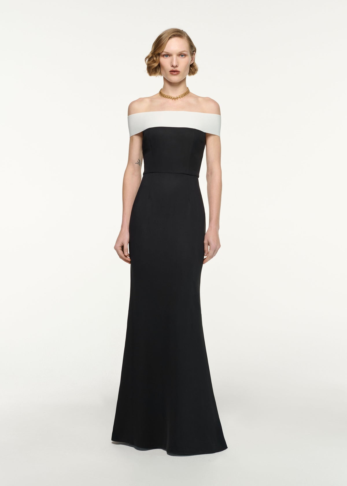 Jessa Off-Shoulder Cady Gown Black 1
