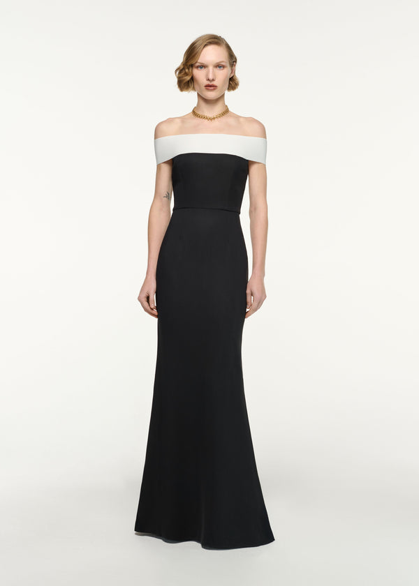 Jessa Off-Shoulder Cady Gown