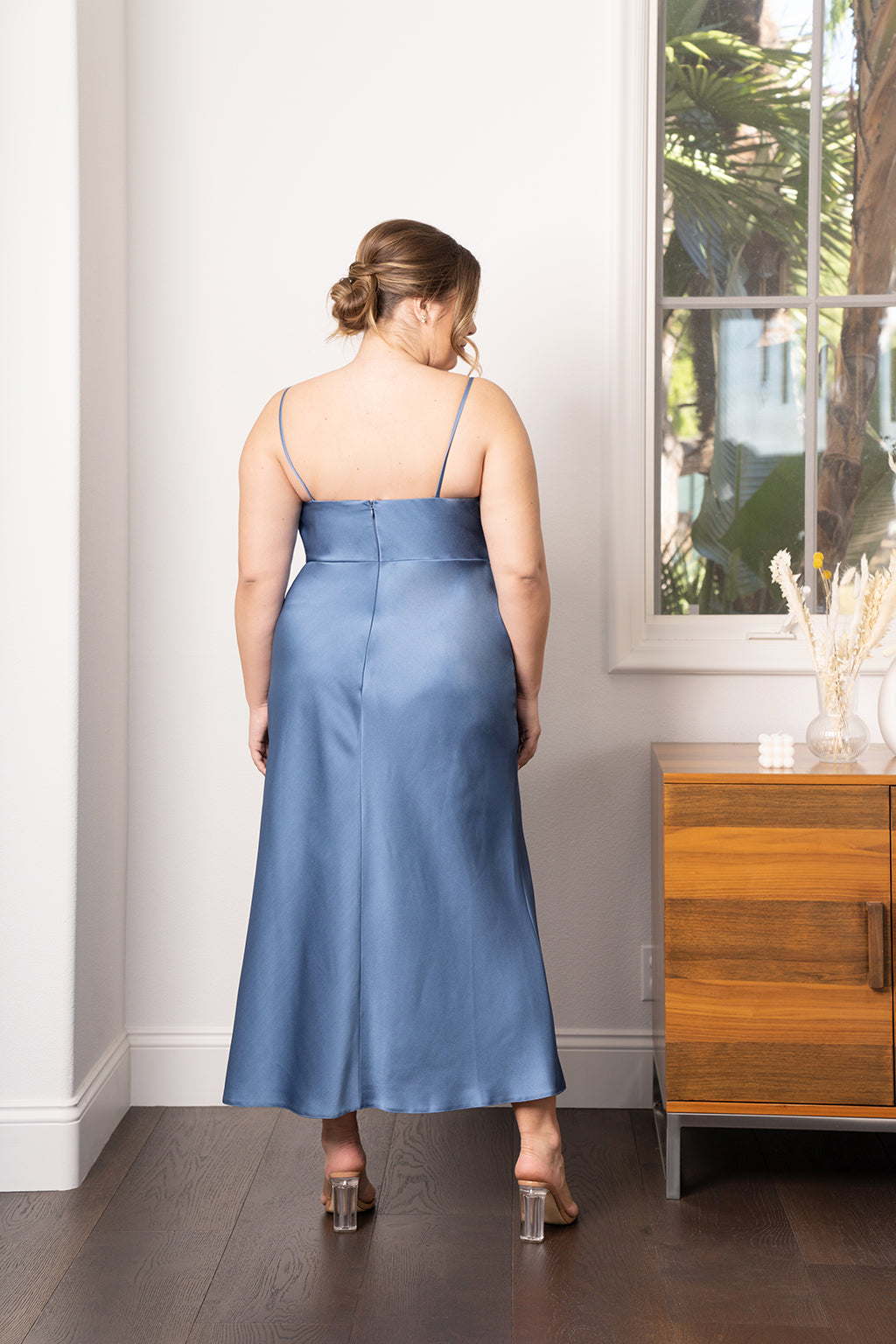 Rumi Satin Slip Dress in Black Satin Black 3