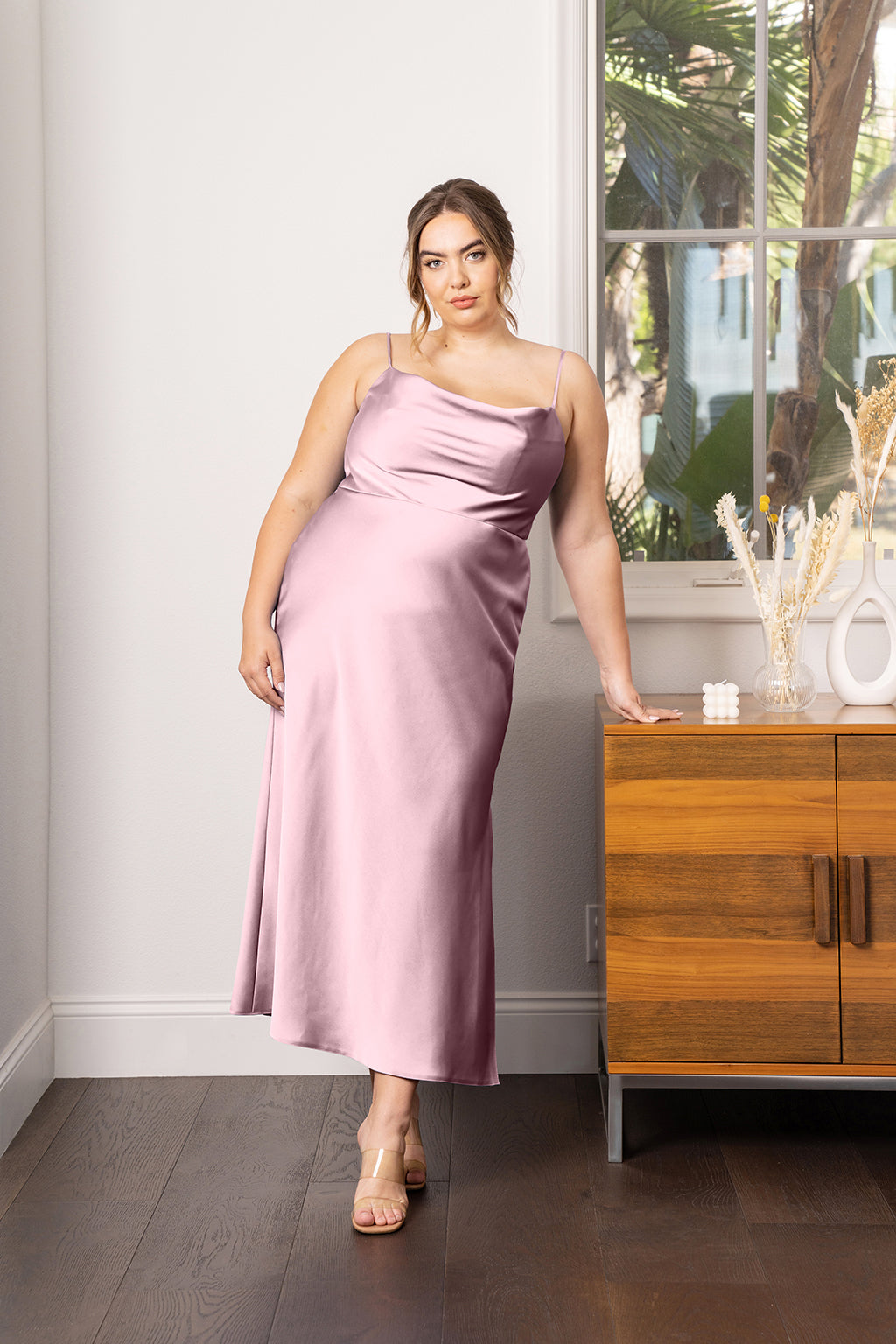 Rumi Satin Slip Dress in Black Satin Black 9