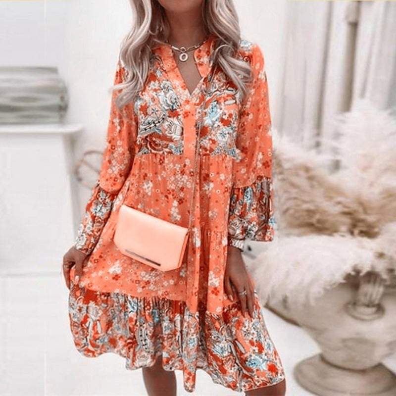 Evangeline Linen V-Neck Midi Dress Ausschnitt 4