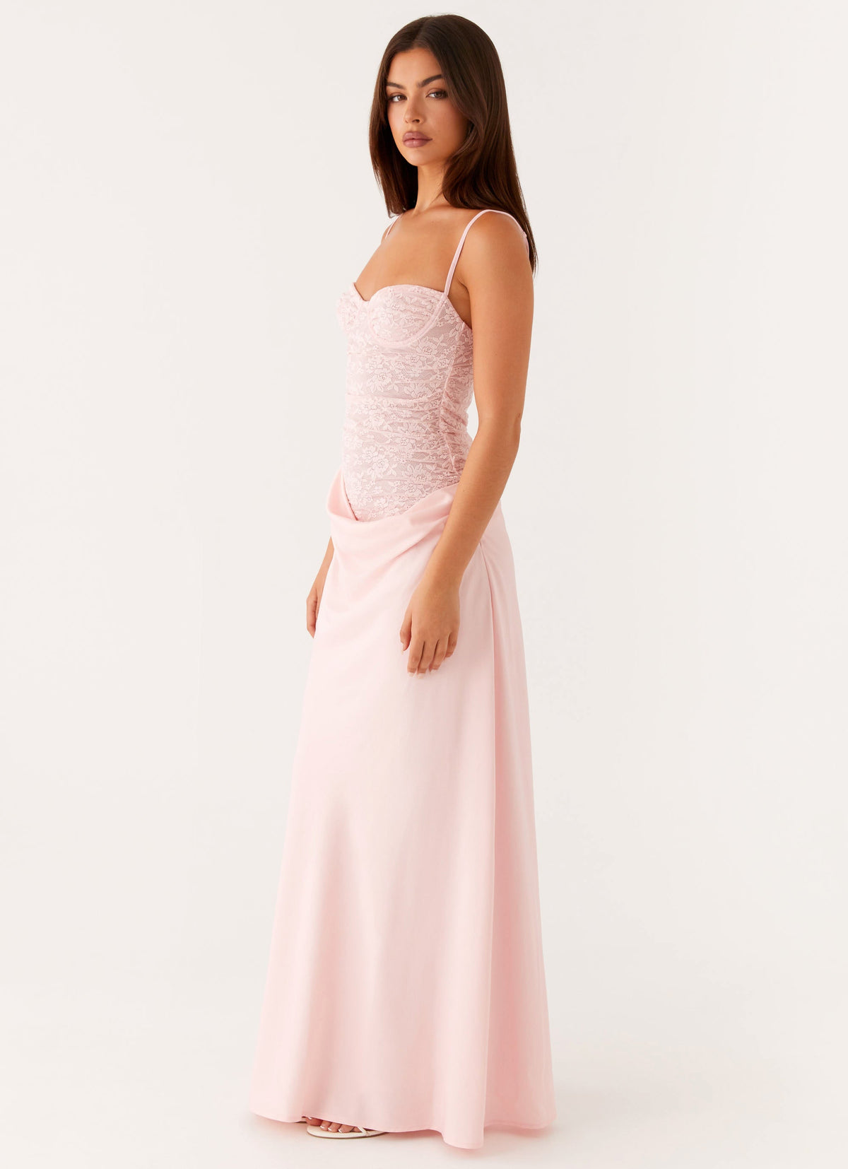 Romy Satin Maxi Dress Pink 3