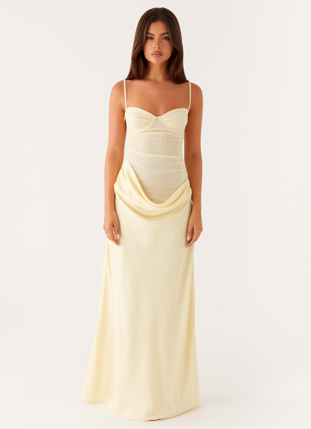 Romy Satin Maxi Dress Yellow 2