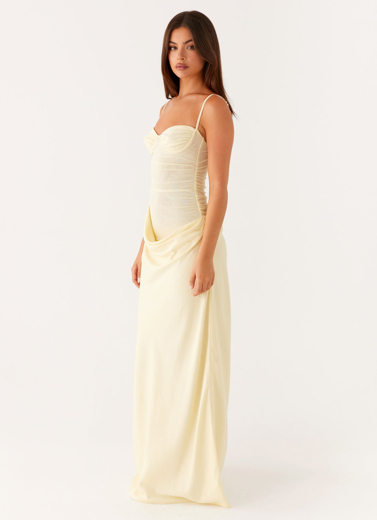 Romy Satin Maxi Dress Yellow 3