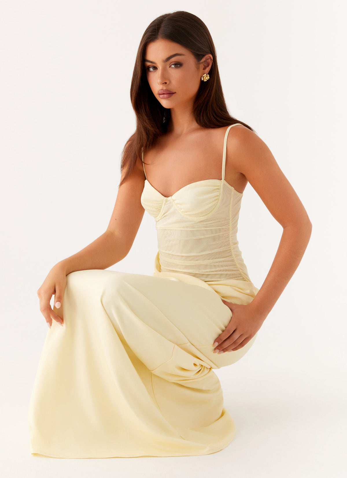 Romy Satin Maxi Dress Yellow 5