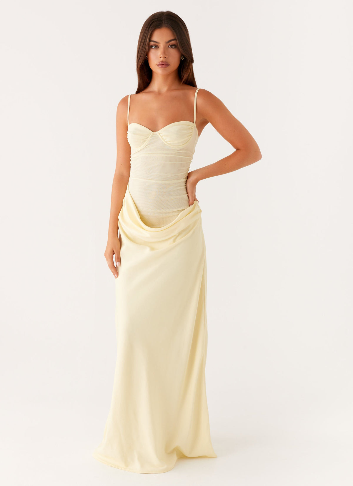 Romy Satin Maxi Dress Yellow 6