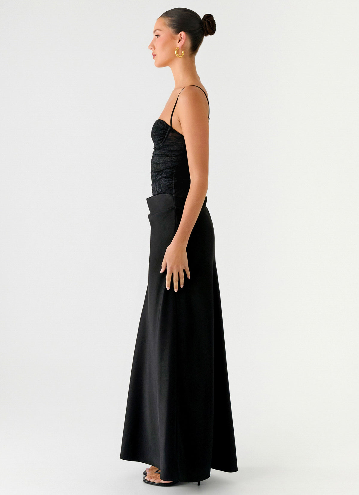 Romy Satin Maxi Dress Black 2
