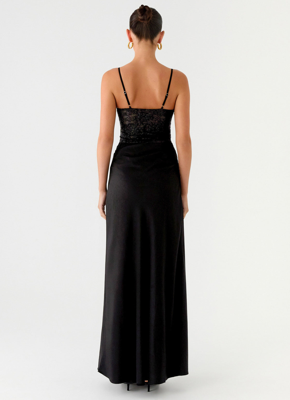 Romy Satin Maxi Dress Black 3