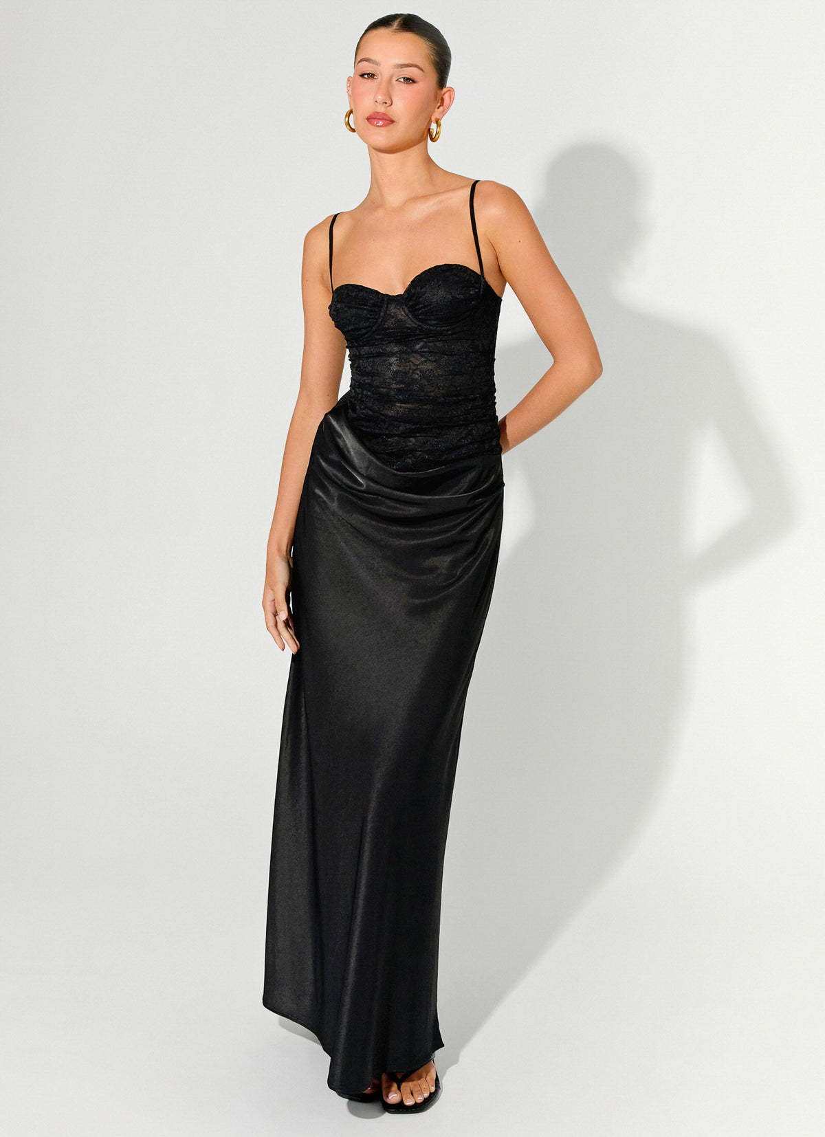 Romy Satin Maxi Dress Black 6
