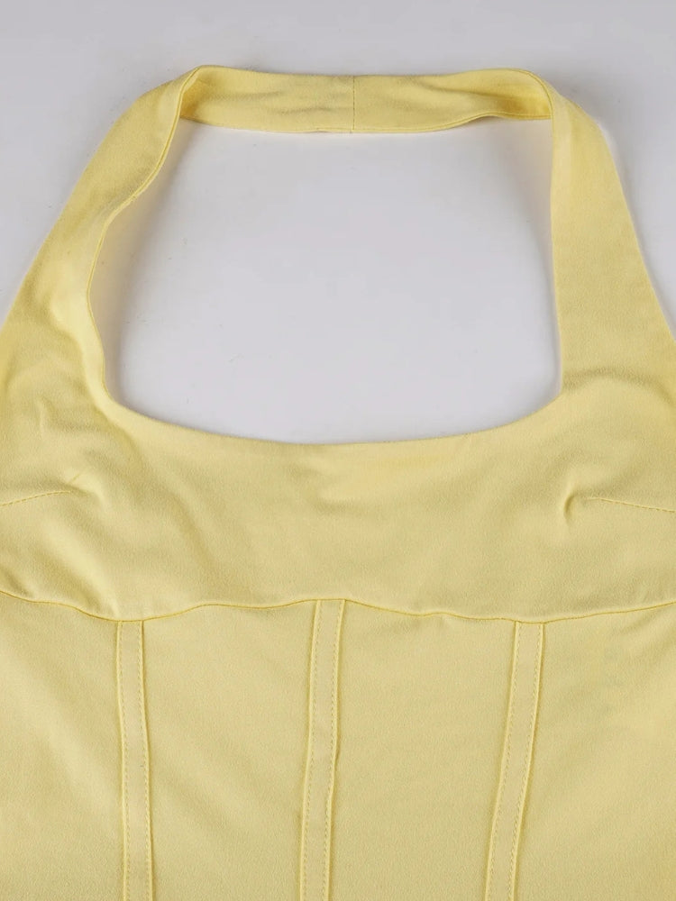 Lucia Ruffled Halter Mini Dress Yellow 4
