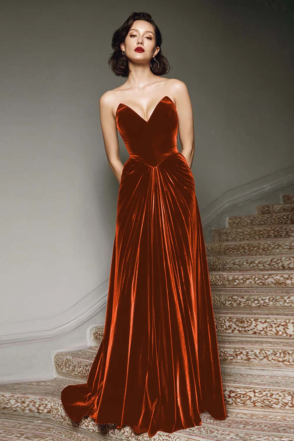 Margot Velvet A-Line Gown Dark Green 10