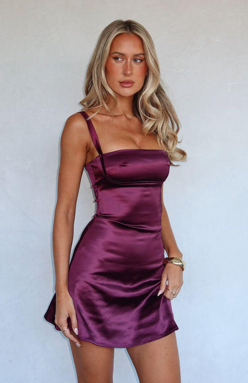 Aveline Mini Dress in Deep Plum 1