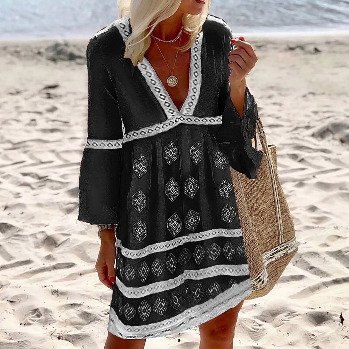 Rosalie Linen Flutter Sleeve Dress Multi 3