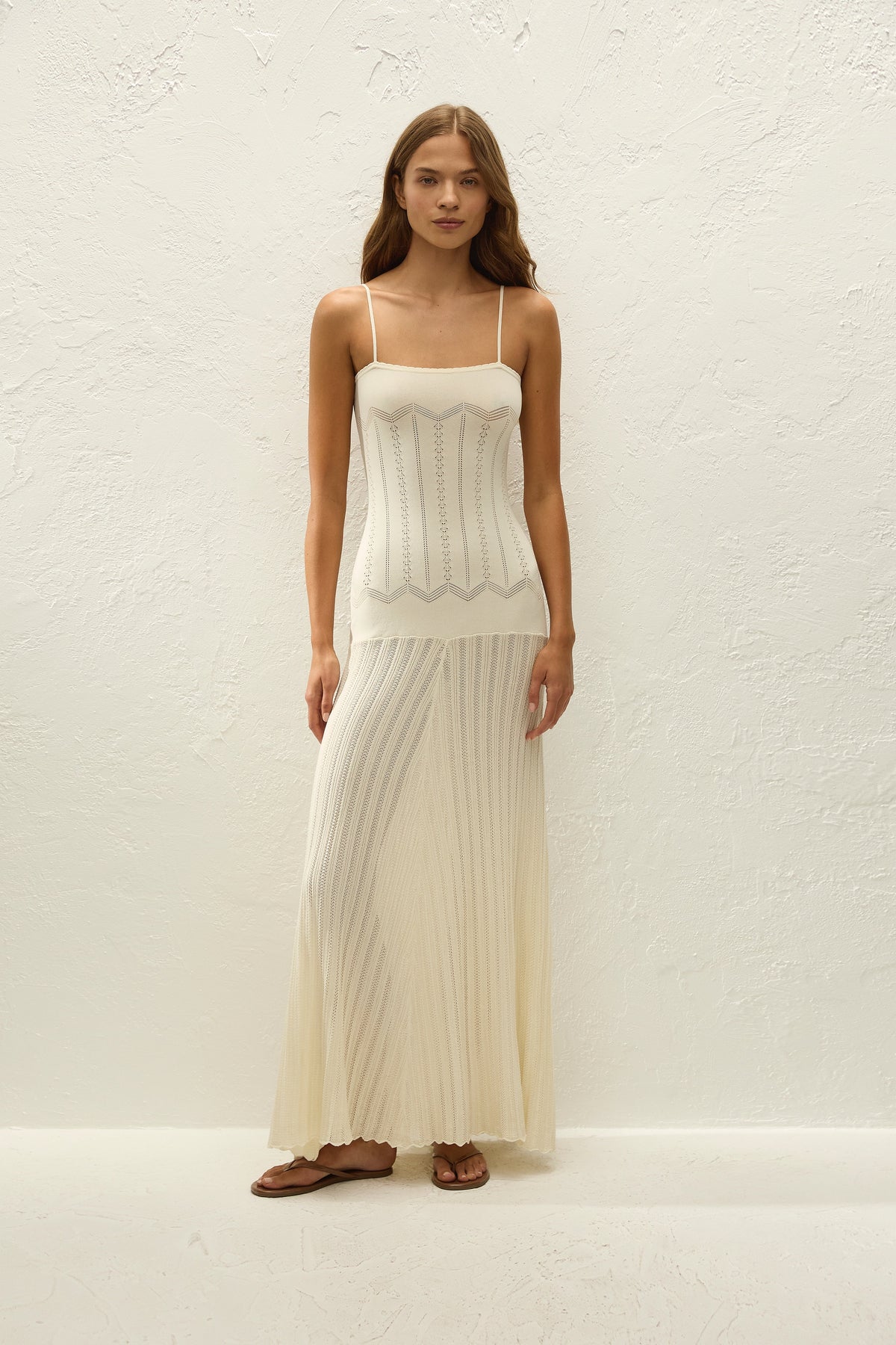 Irene Pointelle Maxi Dress White 1