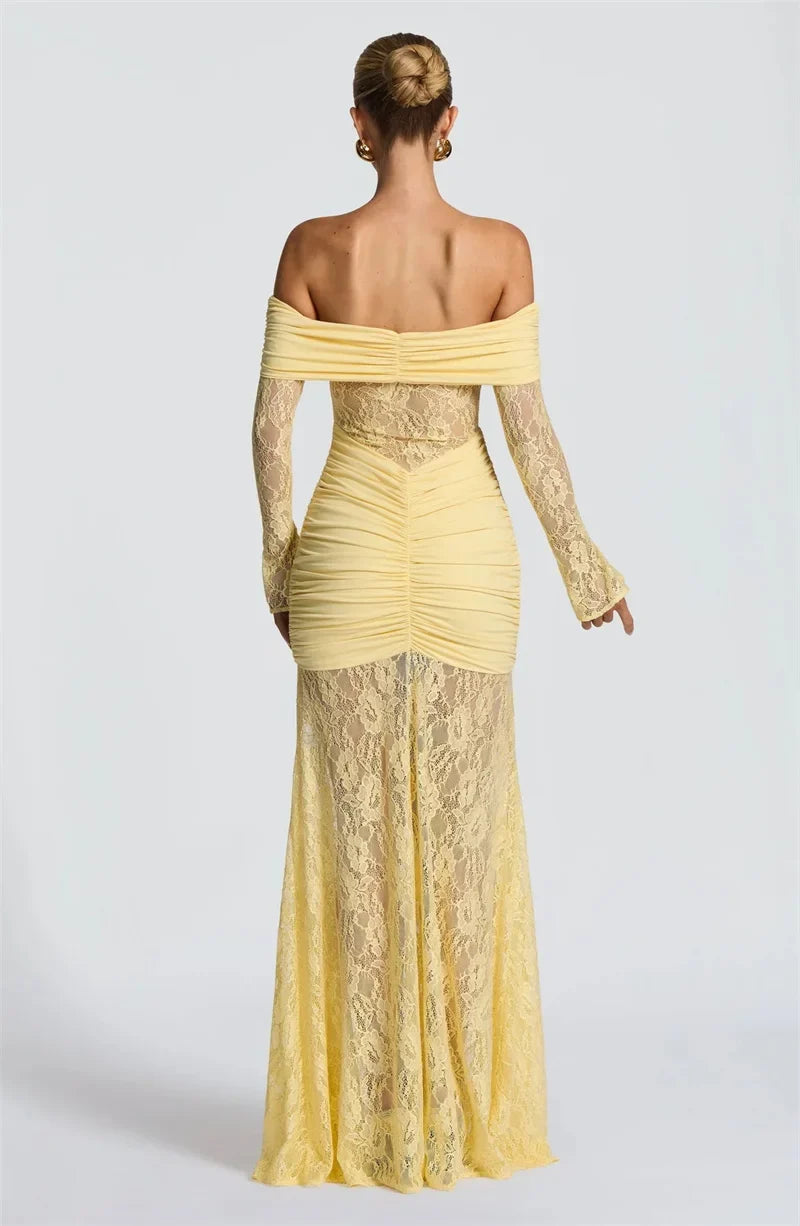 Celestine Sheer Strapless Maxi Dress Yellow 7