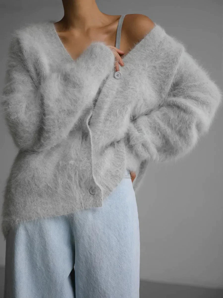Nicolette Cardigan in Light Grey WHITE 3