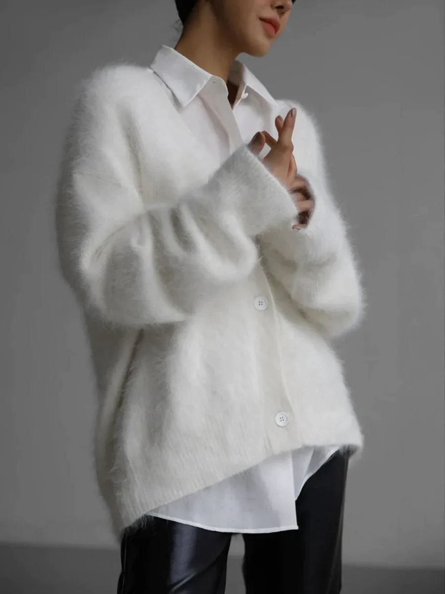 Nicolette Cardigan in Light Grey WHITE 2