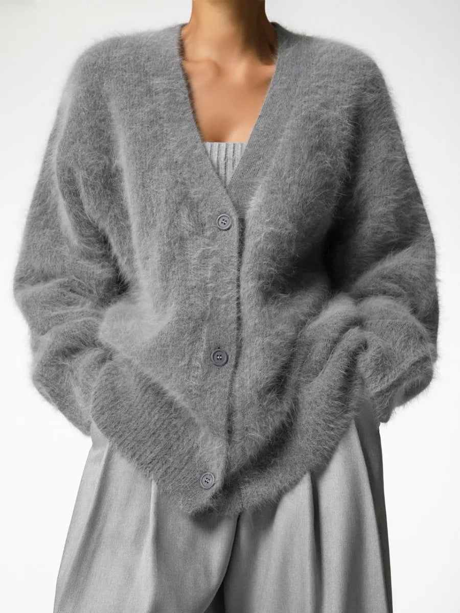 Nicolette Cardigan in Light Grey Khaki 7