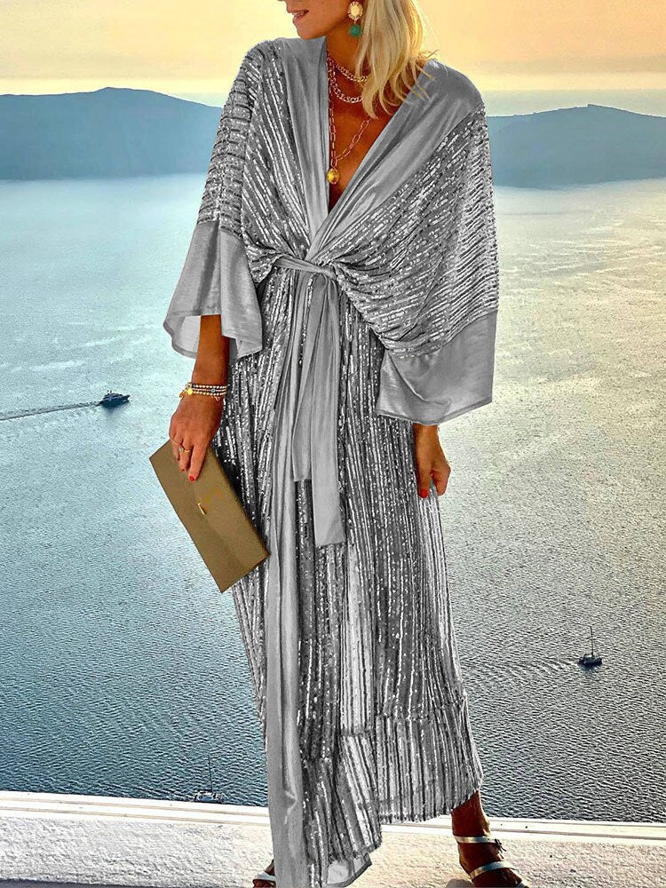 Alessio Satin Midi Dress in Silver Silver 3