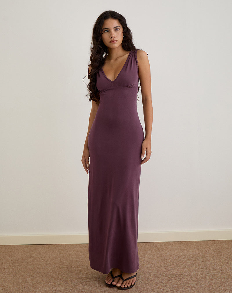 Sanyu Cupro Plunge Maxi Dress Cupro Deep Purple 1