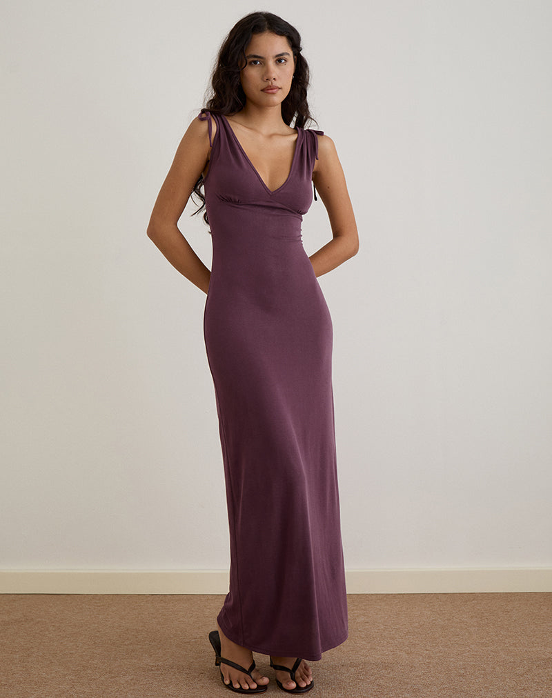 Sanyu Cupro Plunge Maxi Dress Cupro Deep Purple 4