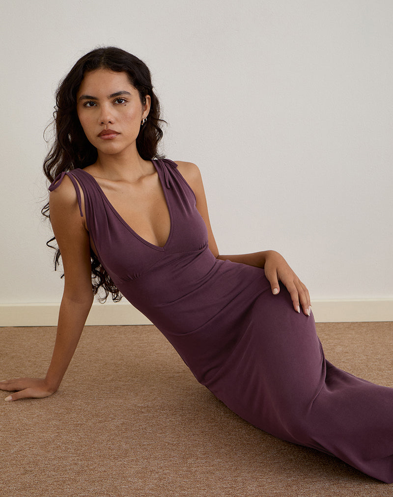 Sanyu Cupro Plunge Maxi Dress Cupro Deep Purple 2