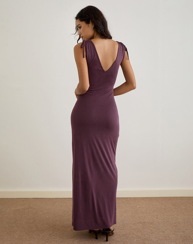 Sanyu Cupro Plunge Maxi Dress Cupro Deep Purple 5