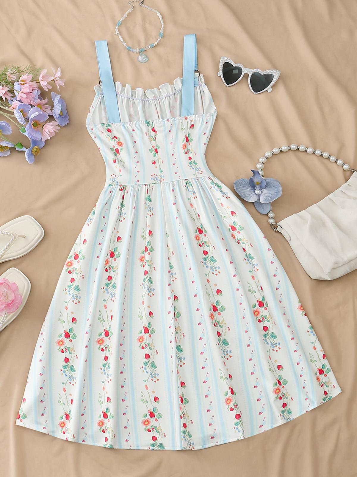 Margot Ruched Floral Swing Dress Pink 10
