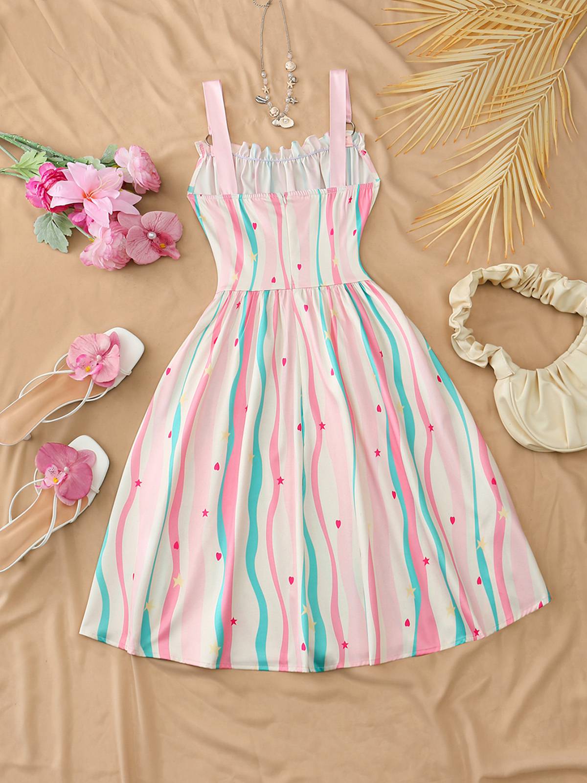 Margot Ruched Floral Swing Dress Green 4