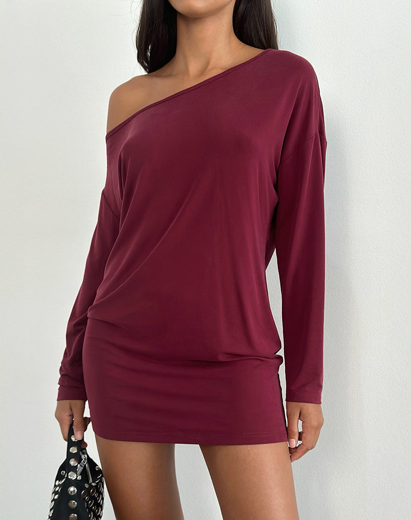 Shelisa Slouchy Mini Dress Deep Red 1