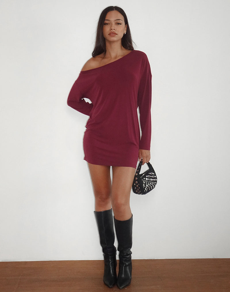 Shelisa Slouchy Mini Dress Deep Red 4