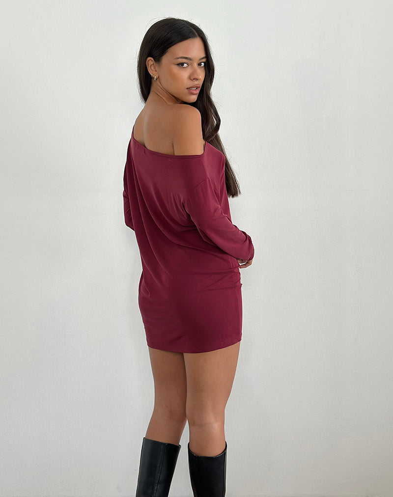 Shelisa Slouchy Mini Dress Deep Red 3