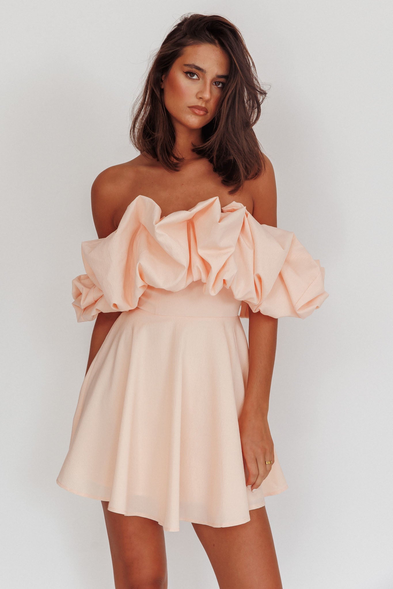 Kailynn Off-Shoulder A-Line Mini Dress Line Mini Dress Blush 1