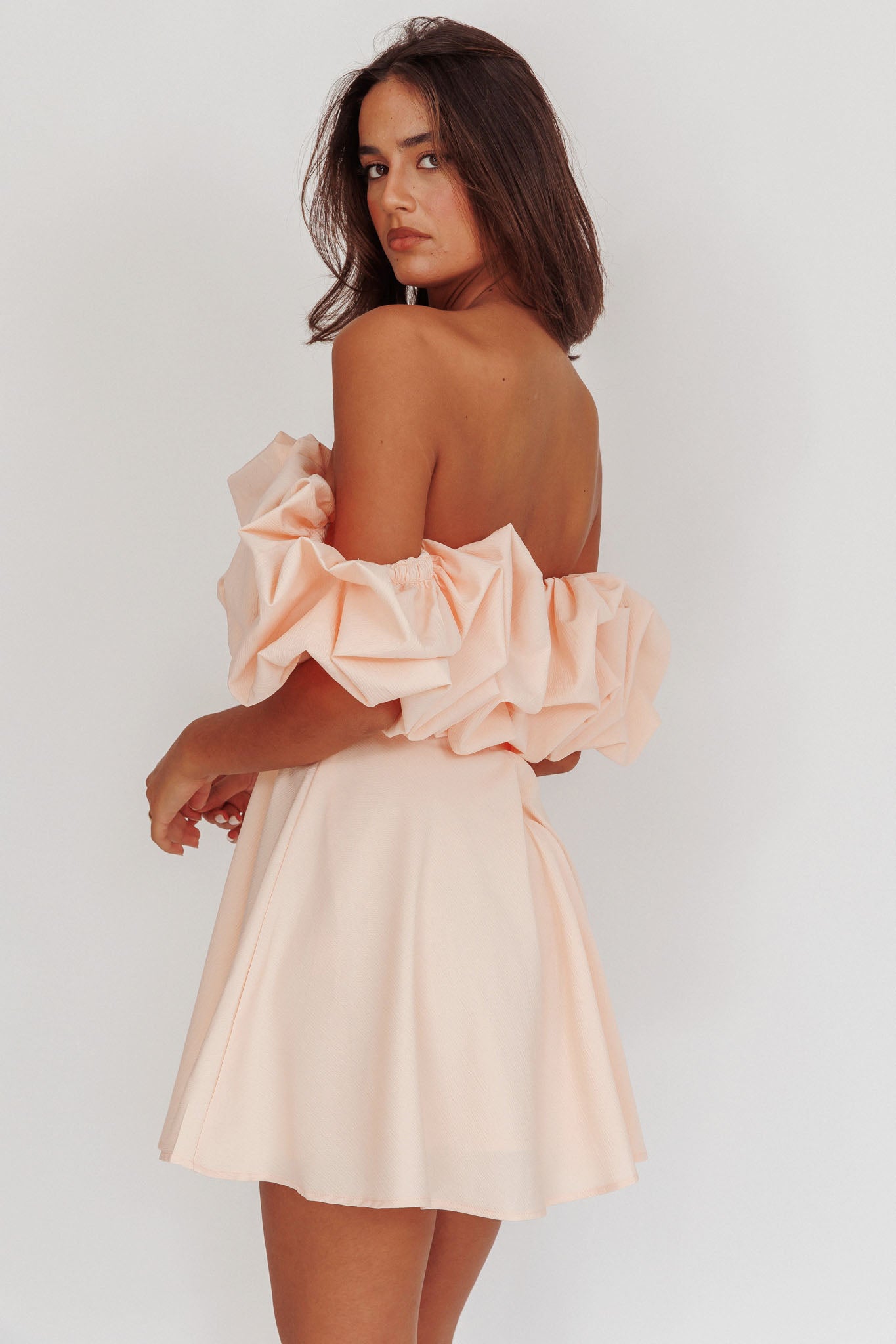 Kailynn Off-Shoulder A-Line Mini Dress Line Mini Dress Blush 2