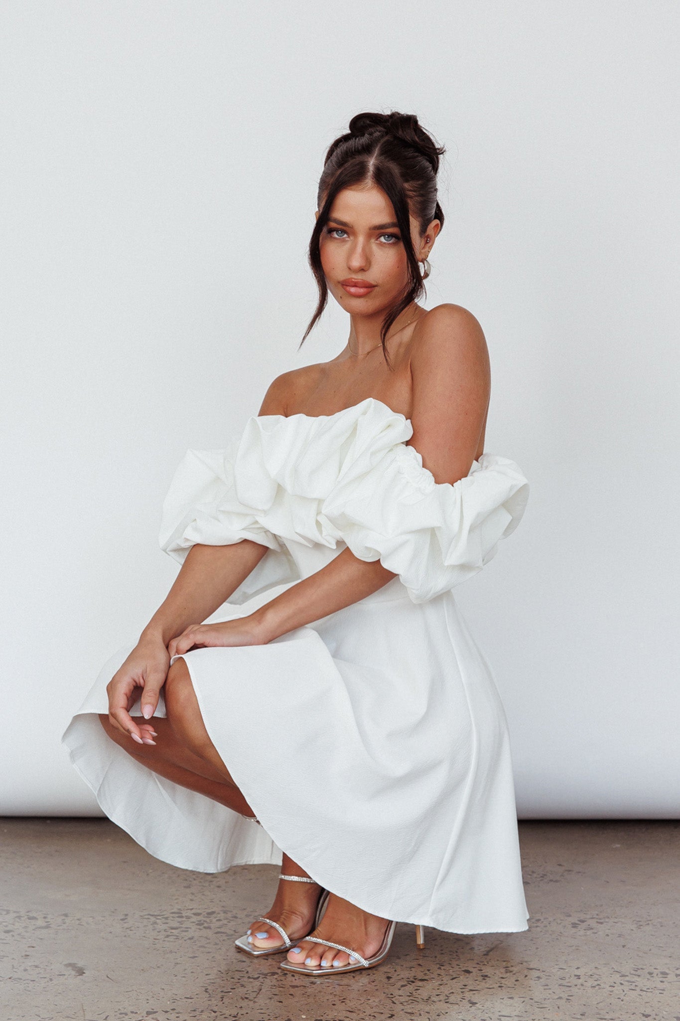 Kailynn Off-Shoulder A-Line Mini Dress Line Mini Dress White 6