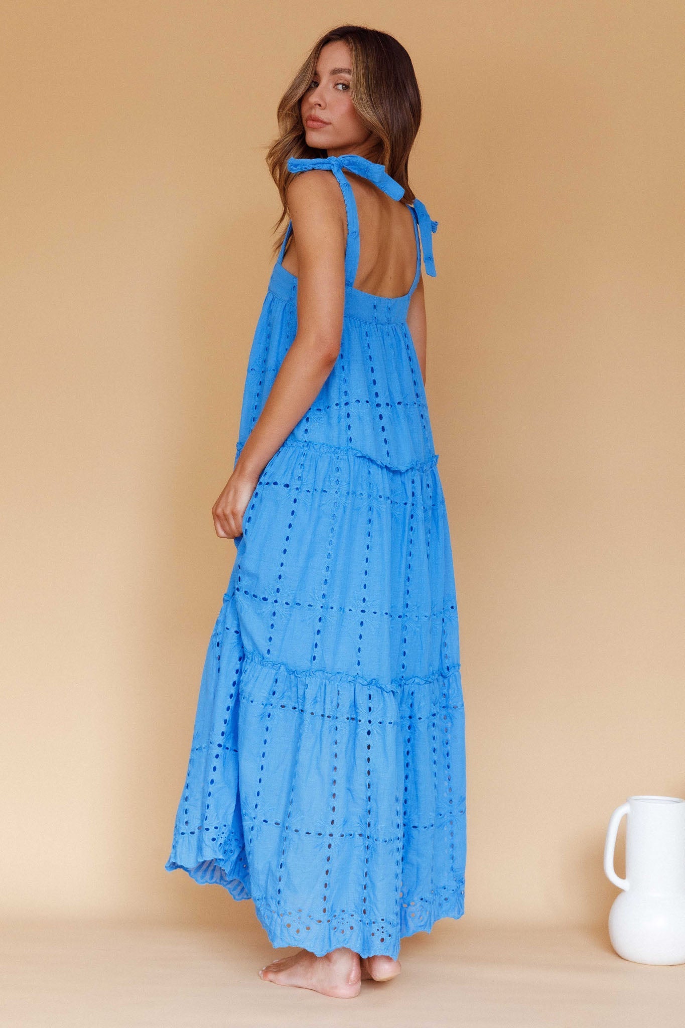 Brynna Tied Shoulder Maxi Dress in Blue 2