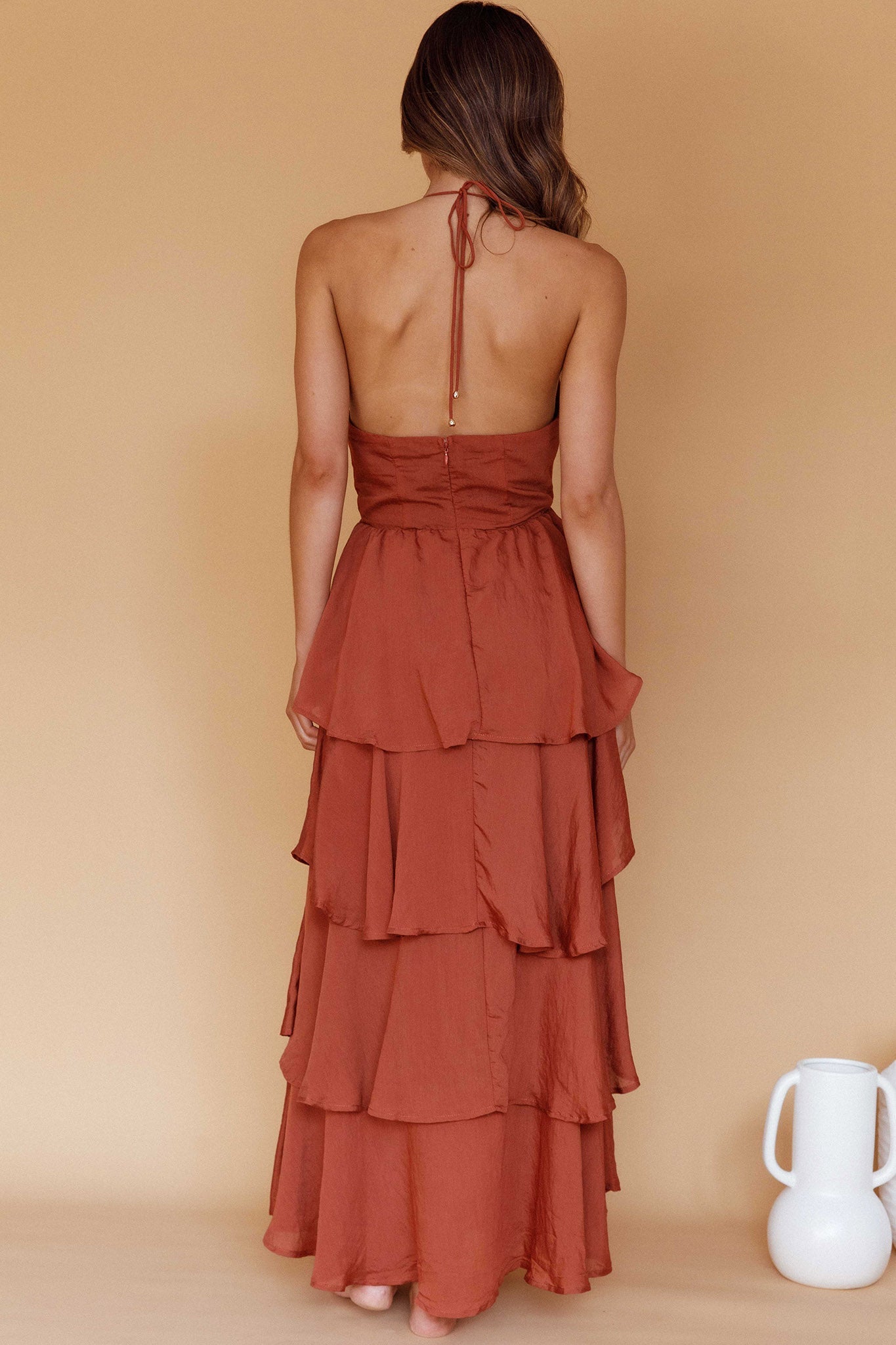 Catalina Tiered Ruffle Maxi Dress in Cocoa 3