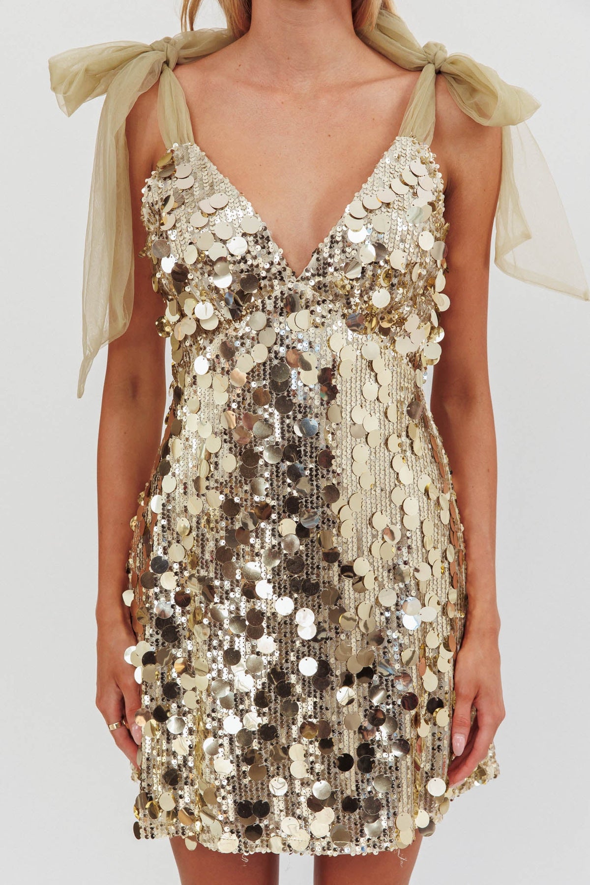 Aurelia Sequin Mini Dress in Gold Gold 4