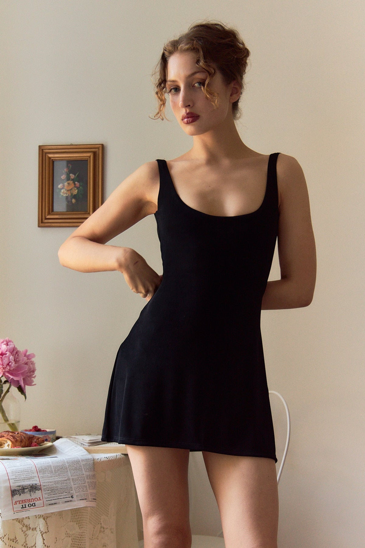 Diana A-Line Midi Dress in Noir Multi 1